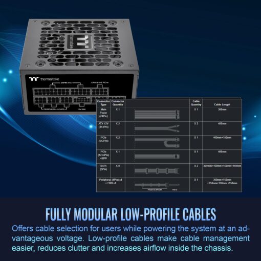 Thermaltake Toughpower SFX 750W 80Plus Platinum ATX 3.1 Standard Power Supply; 300W 12V-2x6 Connector Included; Full Modular; 90mm FDB Fan; PS-STP-0750FNFAPU-1; 7 Year Warranty - Image 2