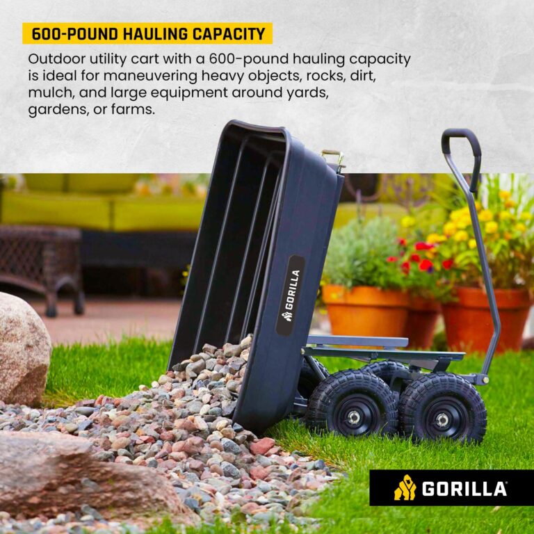 Gorilla Carts Utility Cart with Steel Frame, 600 Pound Capacity, and 10 Inch Tires - Image 7