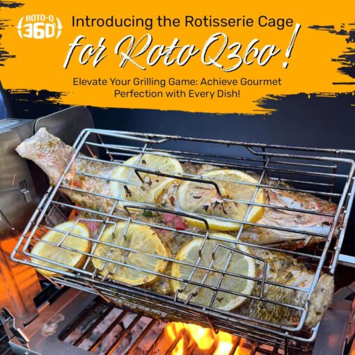 ROTO-Q 360 Stainless Steel Rotisserie Kit - Non-Electric, Wind-Up Spit Roaster with Rotisserie Basket, Flat Cage, Skewer Set, and Cooking Mat for Grills, Ovens, and Smokers - Indoor & Outdoor BBQ Use - Image 6