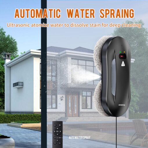AGORVIO Window Cleaning Robot with Auto Water Spray & Smart Navigation, Automatic Window Cleaner Robot for Inside/Outside Glass with Triple Safety System, Edge Detection and Remote Control - Image 4