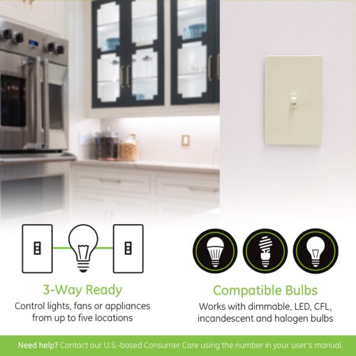 Enbrighten Almond Z-Wave Plus Smart Light Switch with QuickFit and SimpleWire, 3-Way Ready, Compatible with Alexa, Google Assistant, ZWave Hub Required, Repeater/Range Extender, Toggle, 24 Pack, 82686 - Image 3
