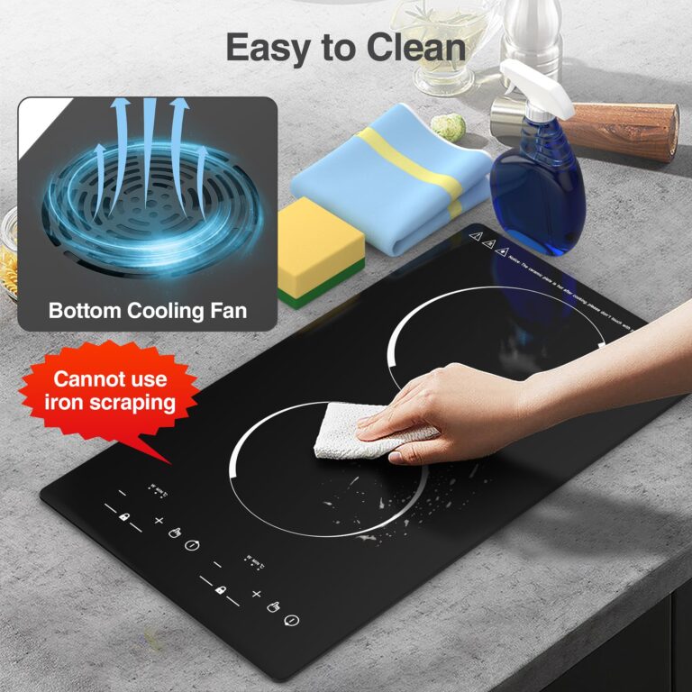 GIHETKUT Double Induction Cooktop, 110V Electric Cooktop 2300W Electric Stove Top with 2 Burner Independent Control, Ultrathin Body, 9 Temperature, Multiple Power Levels, 2 Hour Timer, Safety Lock - Image 4