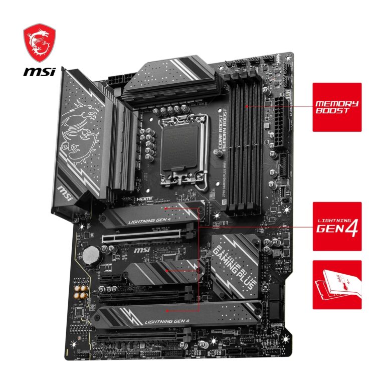 MSI Z790 GAMING PLUS WIFI Motherboard, ATX - Supports Intel 14th, 13th & 12th Gen Core Processors, LGA 1700 - DDR5 Memory Boost 7200+MHz/OC, 1 x PCIe 5.0 x16, 4 x M.2 Gen4, 2.5G LAN, Wi-Fi 6E - Image 6