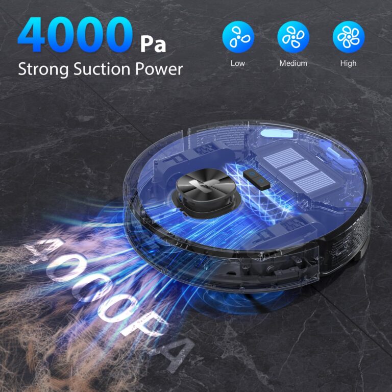 Tikom Robot Vacuum and Mop Combo L9000 Plus, Self-Emptying, 60-Day Capacity, LiDAR Navigation, Home Mapping, 4000Pa,150Min Max, Schedule, Wi-Fi/App, Robotic Vacuum Cleaner for Pet, Hard Floors, Carpet - Image 6
