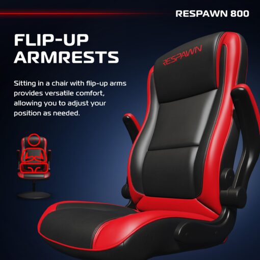 RESPAWN 800 Racing Style Gaming Rocker Chair, Rocking Gaming Chair, in Red RSP 800 BLK RED - Image 4
