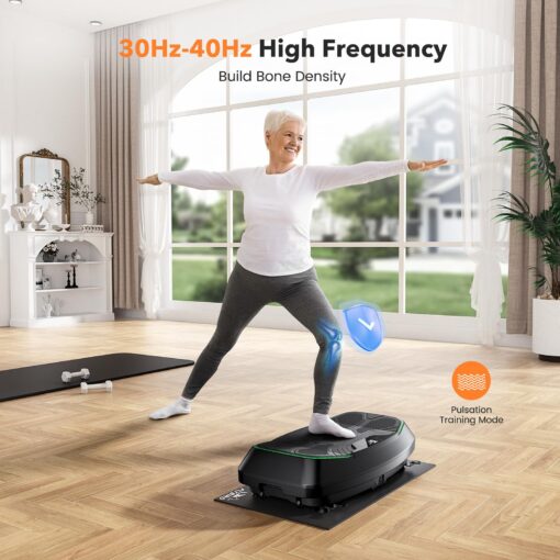 FLYBIRD 4D Vibration Plate 500 LBS Capacity - Oscillation, Linear, Pulsation Exercise Machine With Triple Motors for Lymphatic Drainage & Bone Density Building - Black - Image 5
