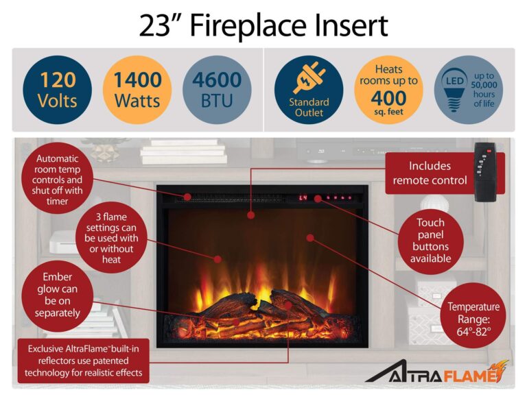 Ameriwood Home Mateo 30 Inch Electric Fireplace with Mantel and Shelf, Replaceable Fireplace Insert Heater, Freestanding, Remote Control, Timer, Realistic Log and Flame Effect, Black - Image 7