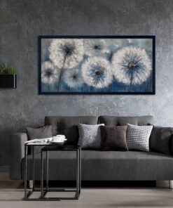 Dandelion Wall Art Blue Large Picture for Living Room Canvas Art Wall Decor Above Bed Wall Decor White Flower Artwork for Walls Wall Paintings Modern Art Aall Decor Framed Wall Art for Bedroom 29×58IN