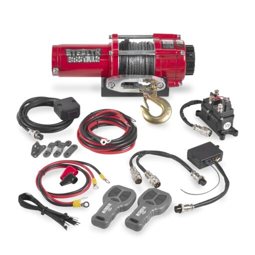 Stealth Winches 3500lb UTV ATV Winch, 12-Volt Electric Winch with 2 Wireless remotes with Synthetic Rope, Perfect for Off-Road Truck Towing Trailer Winch, Portable Winch, Mounting Plate, 12V Winches