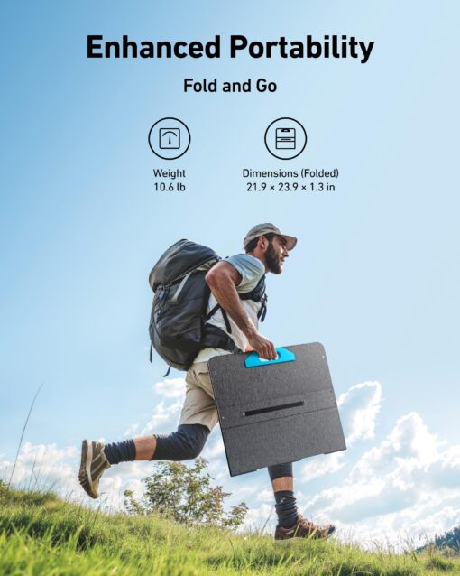 Anker SOLIX PS100 Solar Panel with Adjustable Kickstand, 100W Foldable Portable Solar Charger, IP67 Waterproof, 23% Higher Energy Conversion Efficiency, for Camping, RVs, and Blackouts - Image 2