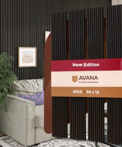 Avana Acoustic Wood Wall Panels – 94.4 X 12.6 Inch Smoke Oak Acoustic Panels 4 PCs – Wall Panels For Interior Wall Decor For Homes, Offices, Studios – Sturdy And Durable Wood Panels For Wall