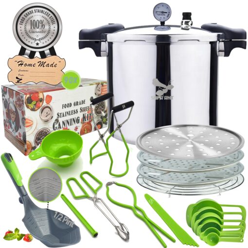Supa Ant Pressure Canner 23 Quart with Canning Supplies - Canner Pressure Cooker for Canning - Can Cooker - Pressure Pot - Canning Pressure Cooker - Pressure Canner Kit - Pressure Canner with Gauge