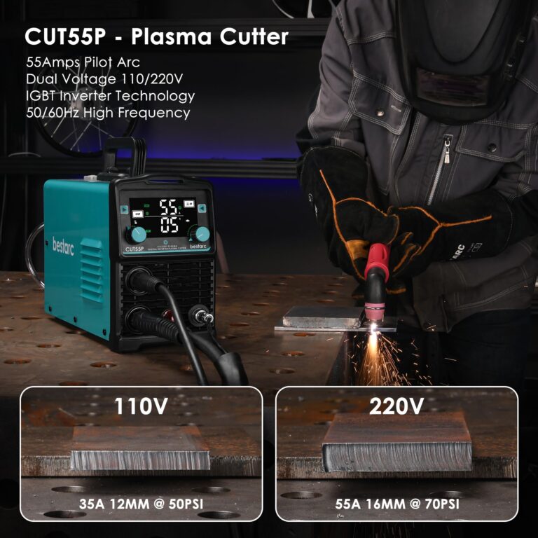 bestarc 55Amps Plasma Cutter, Non Touch Pilot Arc, Large Digital Display Screen, CUT55P 110/220V Dual Voltage, IGBT Inverter Plasma Cutting Machine (CUT55P 110/220V) - Image 5