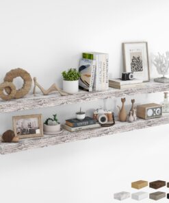 RICHFOCUS 72Inch Floating Shelves for Wall 2 Pack Shelves for Bedroom|Kitchen|Bathroom Wall Mounted Rustic Wood Floating Shelf with Invisible Brackets for Books|Storage|Decor, Rustic