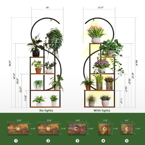 Plant Stand Indoor with Grow Lights, Large Plant Stands for Indoor Plants Multiple, 67" Tall Plant Shelf Indoor, 10 Lights Tiered Plant Holder, Lighted Corner Plant Stand for Home Decor (Left & Right) - Image 3