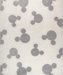 Gertmenian Disney Mickey Mouse Rug, Textured Floor Mat, Home Décor for Living Room, Dining Room Playroom Study Area, 5x7 Standard, Gray White Ivory Ear Icon, 34369