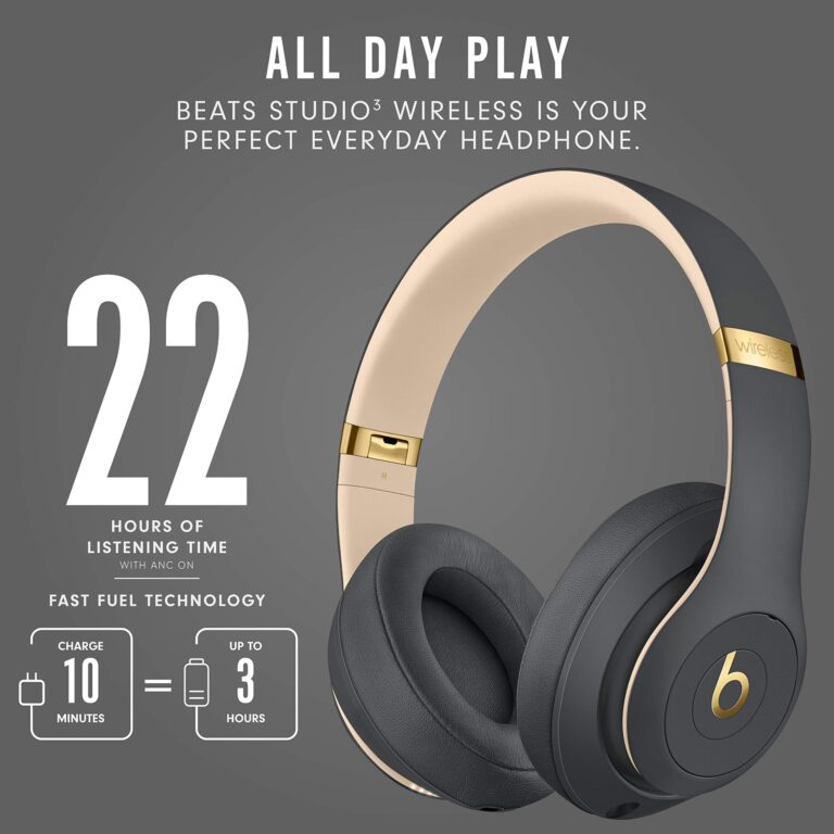 Beats Studio3 Wireless Noise Cancelling Over-Ear Headphones - Apple W1 Headphone Chip, Class 1 Bluetooth, 22 Hours of Listening Time, Built-in Microphone - Shadow Gray - Image 6