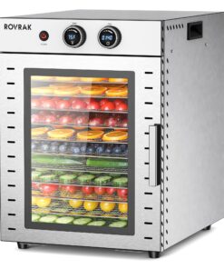ROVRAk Food Dehydrator for Jerky, Fruit, Meat, Herbs, 12-Tray Stainless Steel Dehydrator Machine, Adjustable Timer, Temperature Control, Overheat Protection (67 Recipes)