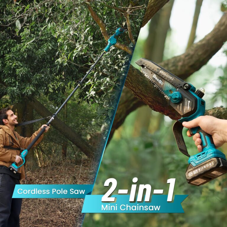 Seesii PS620 2-in-1 Electric Pole Saws: 6 Inch Mini Chainsaw Cordless with Extension Pole, 2Pcs Batteries, Brushless Chain Saw for Limb Branch Cutter, Battery Tree Trimmers Pruner,16Ft Long Reach - Image 9