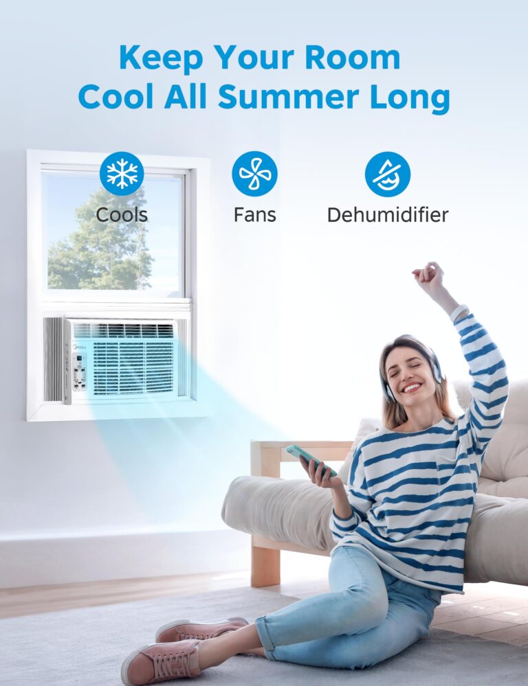 Midea MAW06R1CWT EasyCool 6,000 BTU Window Air Conditioner, Fan-Cools, Circulates and Dehumidifies up to 250 Sq Ft, Reusable Filter, LCD Remote Control, White - Image 7