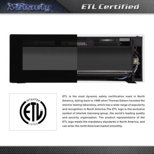 60" Electric Fireplace in-Wall Recessed and Wall Mounted 1500W Fireplace Heater and Linear Fireplace with Timer/Multicolor Flames/Touch Screen/Remote Control - Image 2
