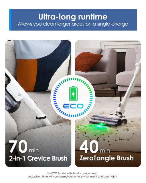 Tineco Pure ONE A50S Cordless Stick Vacuum Cleaner, 185W Suction,1L Larger Dustbin, 3DSense Power Brush, PureCyclone Tech, Up to 70Min Runtime, Easily Tackles Large Debris - Image 8