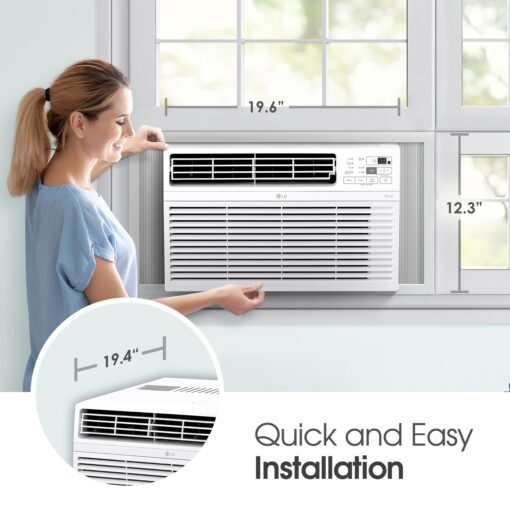 LG LW1024RD 10,000 Window Air Conditioner, 115V, 450 Sq.Ft. (18' x 25' Room Size), Quiet Operation, Electronic Control with Remote, 3 Cooling & Fan Speeds, Auto Restart, 10000 BTU, White - Image 7