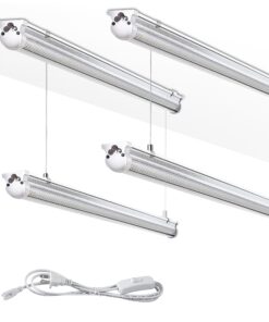 Skymoatled 4Pack 8FT LED Shop Light Garage Lights,100W 6000K 15000LM White Light,Hanging/Surface Mount,Plug and Play,Super Bright T8 Tube Light,Linkable LED Shop Lights for Warehouse Workshop Basement