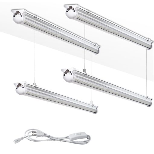 Skymoatled 4Pack 8FT LED Shop Light Garage Lights,100W 6000K 15000LM White Light,Hanging/Surface Mount,Plug and Play,Super Bright T8 Tube Light,Linkable LED Shop Lights for Warehouse Workshop Basement