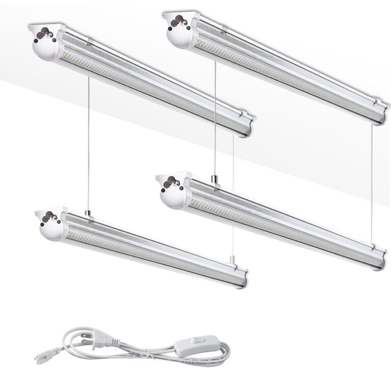 Skymoatled 4Pack 8FT LED Shop Light Garage Lights,100W 6000K 15000LM White Light,Hanging/Surface Mount,Plug and Play,Super Bright T8 Tube Light,Linkable LED Shop Lights for Warehouse Workshop Basement