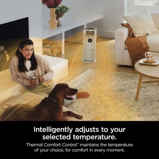 Shark 3-in-1 Clean Sense Air Purifier, Heater & Fan, HEPA Filter, 500 Sq Ft, Oscillating, Captures 99.98% of Particles for Clean Air, Dust, Smoke & Allergens, White, HC450 - Image 3