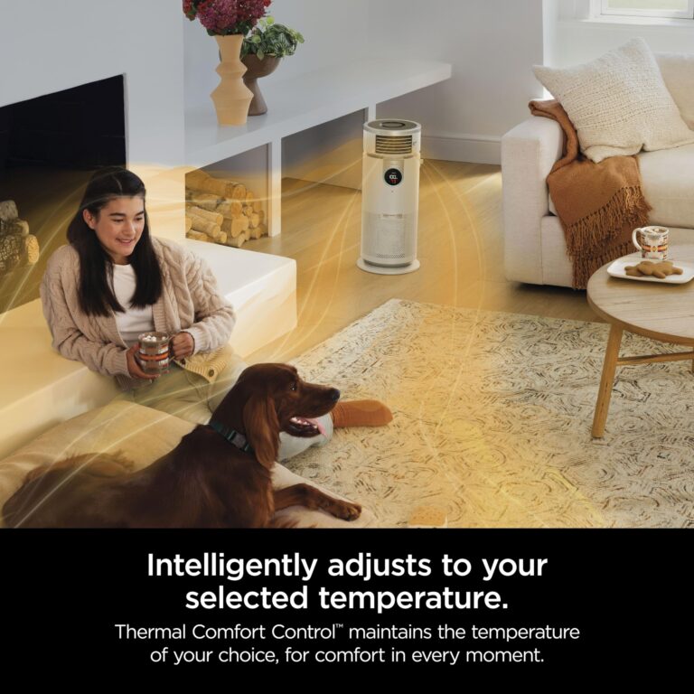 Shark 3-in-1 Clean Sense Air Purifier, Heater & Fan, HEPA Filter, 500 Sq Ft, Oscillating, Captures 99.98% of Particles for Clean Air, Dust, Smoke & Allergens, White, HC450 - Image 3