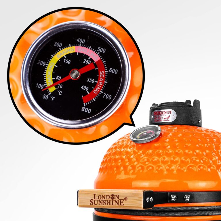 London Sunshine Ceramic Charcoal BBQ Kamado Grill Smoker - Portable Tabletop Cadet Series -Orange - Image 4