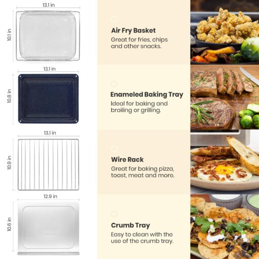 VAL CUCINA Retro Style Infrared Heating Air Fryer Toaster Oven, Extra Large Countertop Convection Oven 10-in-1 Combo, 6-Slice Toast, Enamel Baking Pan Easy Clean with Recipe Book, Almond Yellow Color - Image 4