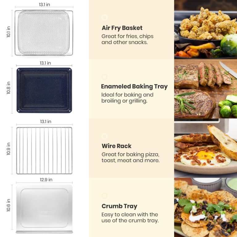 VAL CUCINA Retro Style Infrared Heating Air Fryer Toaster Oven, Extra Large Countertop Convection Oven 10-in-1 Combo, 6-Slice Toast, Enamel Baking Pan Easy Clean with Recipe Book, Almond Yellow Color - Image 4