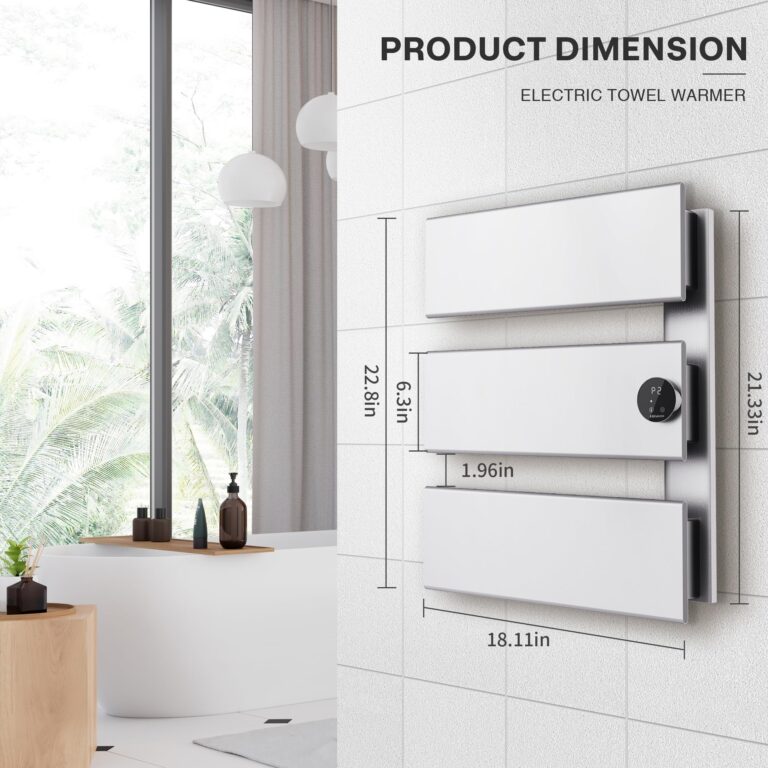 K&KALONZO Electric Towel Warmer, 18.35" W x 22.8" H Wall-Mounted Towel Heater with Built-in Timer, Waterproof Aluminum Towel Warmer for Bathroom, Support Plug-in and Hardwired, Silver, K3-R-S - Image 2