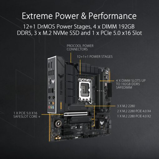 TUF Gaming B760M-PLUS WiFi II Intel B760 LGA 1700 mATX Motherboard (PCIe 5.0,4.0 M.2 Slots,DDR5,WiFi6E,Q-Antenna,2.5Gb Ethernet,DisplayPort,HDMI, SATA 6Gbps,USB 20Gbps) Support, Aura Sync - Image 13