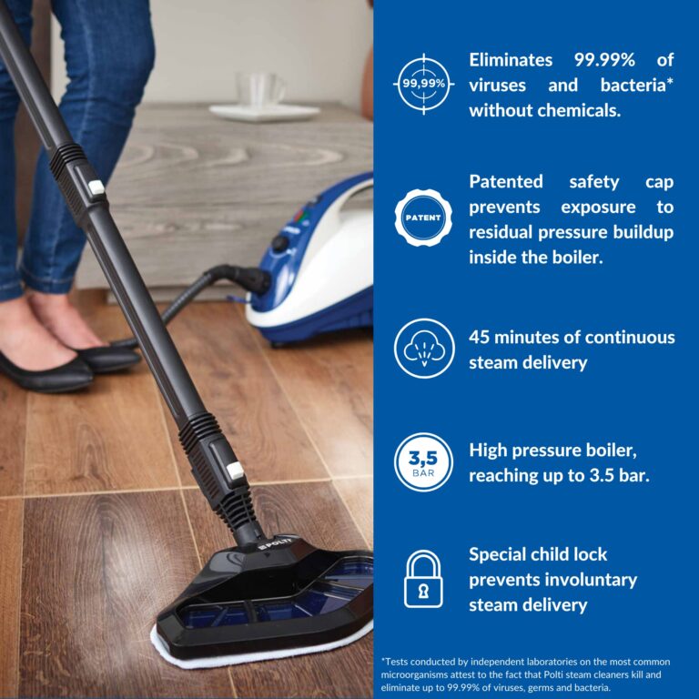 POLTI Vaporetto Smart Steam Mop and Steam Cleaner for Cleaning and Sanitizing with 12 Attachments Works for Tile Floor with Grout, Carpet, Car Detailing, Hardwood, & Furniture 2 Year Warranty - Image 6