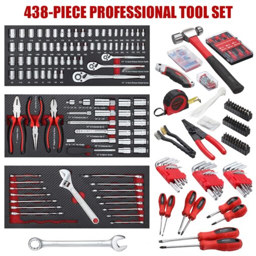 ARUCMIN 438-Piece Mechanics Tool Set with 3-Drawer Heavy Duty Metal Box Repair Tool Kit - Image 7