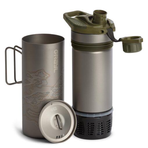 GRAYL GeoPress Titanium 24 oz Water Purifier Bottle with Cooking Lid - Filter for Hiking, Camping, Survival, Travel (Olive Drab) - Image 9