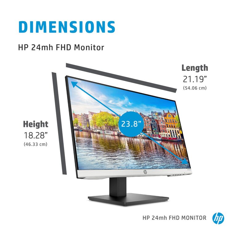 HP 24mh FHD Computer Monitor with 23.8-Inch IPS Display (1080p) - Built-In Speakers and VESA Mounting - Height/Tilt Adjustment for Ergonomic Viewing - HDMI and DisplayPort - (1D0J9AA#ABA) - Image 3
