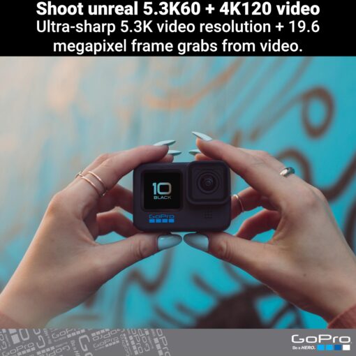 GoPro HERO10 Black- E-Commerce Packaging - Waterproof Action Camera with Front LCD & Touch Rear Screens, 5.3K60 Ultra HD Video - Image 6