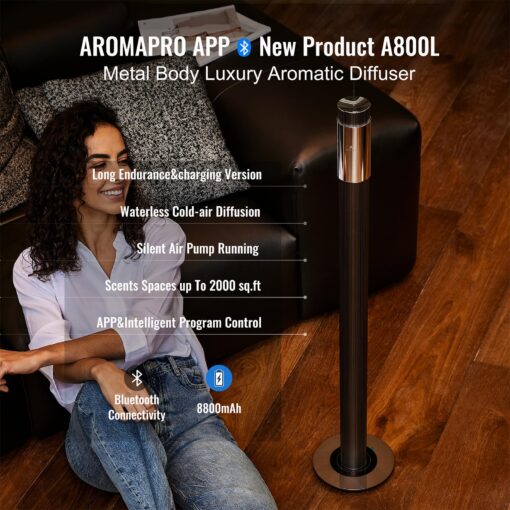 40-inch Large Waterless Essential Oil Diffuser, Hotel Collection Scent Diffuser,8800mAh Built-in Battery, App Control,Scent Machine for Home,2000Sq.Ft Coverage, for Home, Office,Hotel,Spa,Brown - Image 7