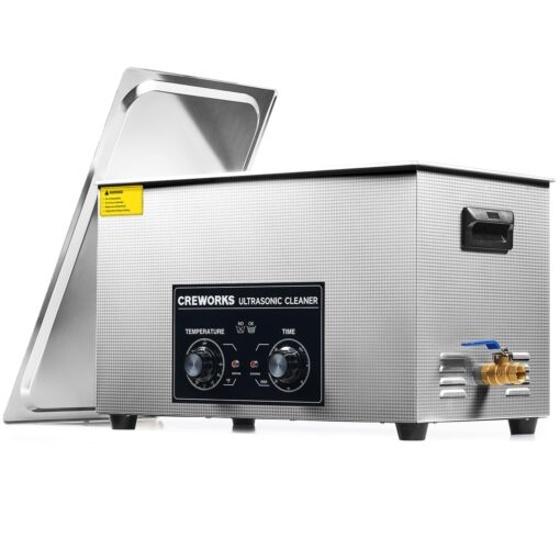 CREWORKS 30L Ultrasonic Cleaner with Heater & Timer, 600W 304 Stainless Steel Sonic Cleaner, 7.9 gal Ultrasonic Parts Cleaner with Knobs, Professional Lab Ultrasonic Cleaner for Auto Tool Machine Part