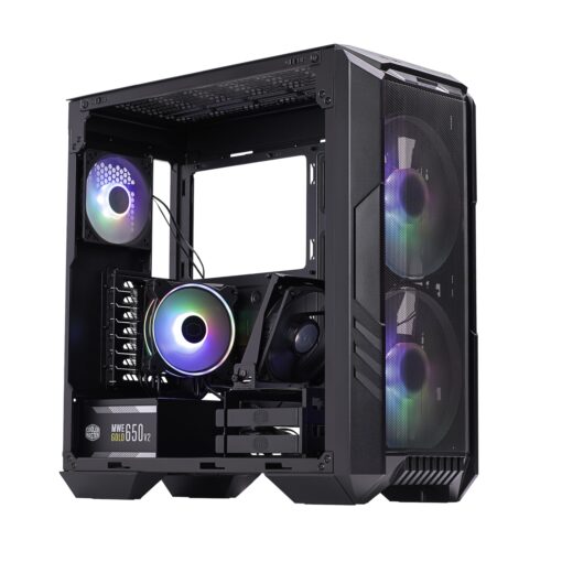 Cooler Master HAF 500 High-Airflow Mid-Tower ATX Gaming Case + Hyper 212 Halo CPU Cooler 140W TDP + 650W Gold PSU – 3X ARGB Fans, 120mm GPU Fan, Mesh Front, Tempered Glass, Cable Management - Image 4