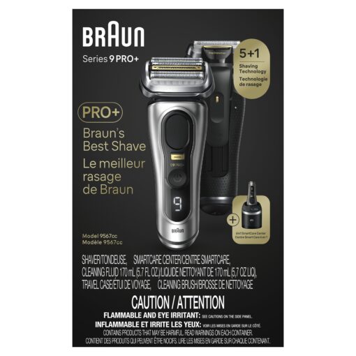 Braun Series 9 PRO+ Electric Razor for Men, 5 Pro Shave Elements & Precision Long Hair Trimmer, 6in1 SmartCare Center, Wet & Dry Electric Razor for Smooth Skin with 60min Battery Runtime, 9567cc - Image 2