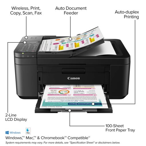Canon PIXMA TR4720 All-in-One Wireless Printer - Home Use, Auto Document Feeder, Mobile Printing, Built-in Fax - Black & Canon PG-275/CL-276 Multi Pack & PG-275 Black Ink Tank - Image 6