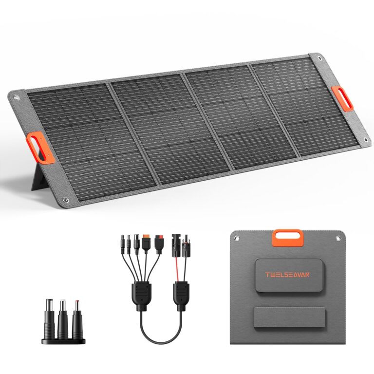 200W Portable Solar Panel for Power Station, 24% High Efficiency ETFE Foldable Solar Panel Charger, QC3.0, Type-C 60W, MC4 Output, IP65 Waterproof, for Outdoor Camping, RV, Emergency Power Supply
