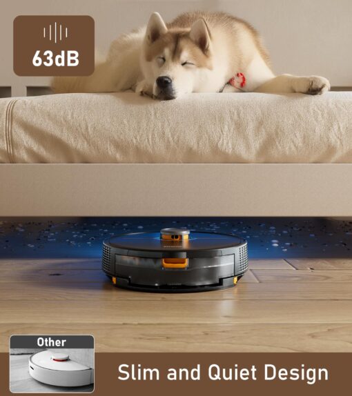 NADALY D200 Robot Vacuum and Mop Combo, Lidar Navigation Robot Vacuum Cleaner, 6000Pa Suction, 200Mins Runtime, Wi-Fi/App/Alexa Control, Self-Recharging Robotic Vacuum for Carpet Pet Hair Hard Floor - Image 2