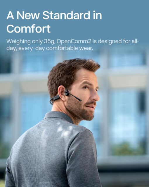 OpenComm2 UC 2025 Upgrade - Open-Ear Wireless Computer Headset with Boom Mic, Bone Conduction Bluetooth Stereo Headphones, USB-C Dongle Compatible with PC and Mac, Zoom Certified - C120 UC - Image 9
